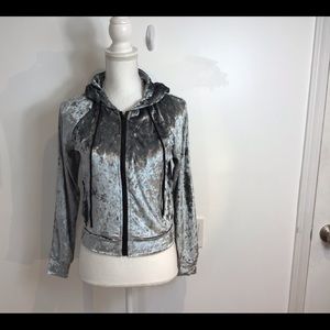 EMMA AND SAM CRUSHED VELVET ZIP HOODIE NWT SZ SM